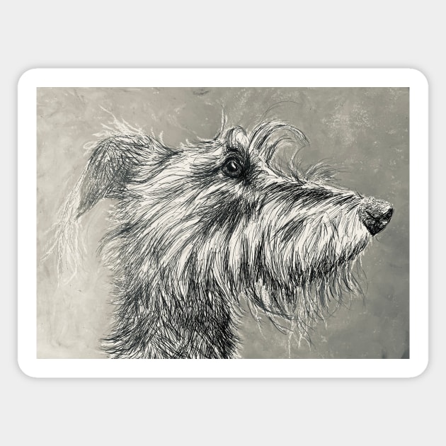 Grey Scruffy Lurcher Sticker by Merlinsmates